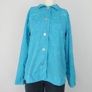 Blue Floral Sheer Patterned Blouse